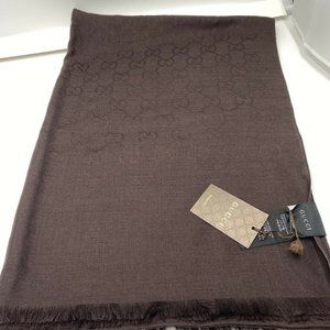 NWT Gucci Guccissima GG Scarf Shawl 70x200cm Brown